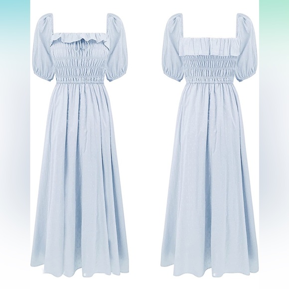 Light Blue Vintage Style Maxi Dress - Picture 3 of 9